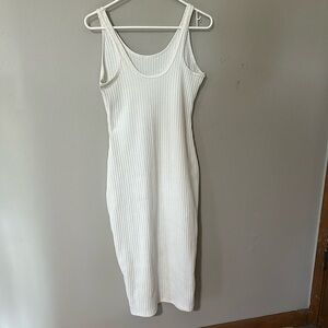 White ribs tank dress size medium 95% polyester 5% spandex